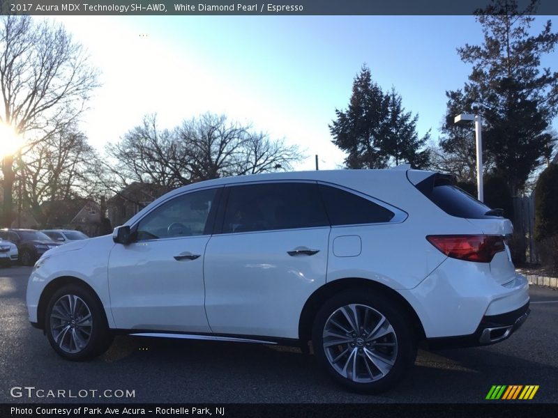 White Diamond Pearl / Espresso 2017 Acura MDX Technology SH-AWD