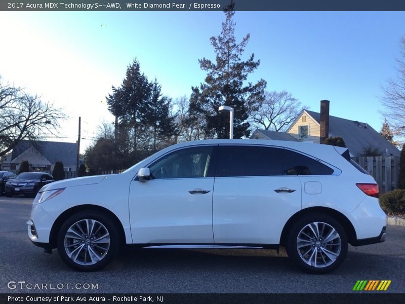 White Diamond Pearl / Espresso 2017 Acura MDX Technology SH-AWD