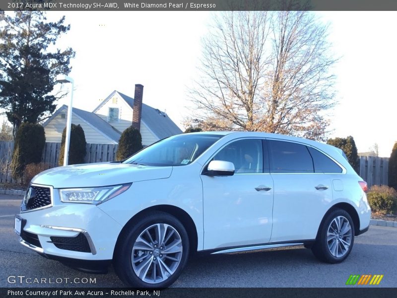 White Diamond Pearl / Espresso 2017 Acura MDX Technology SH-AWD