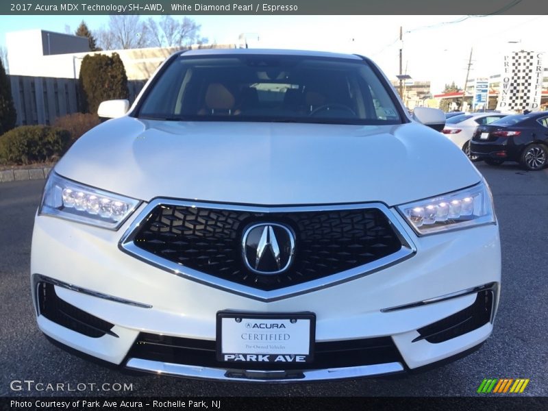White Diamond Pearl / Espresso 2017 Acura MDX Technology SH-AWD