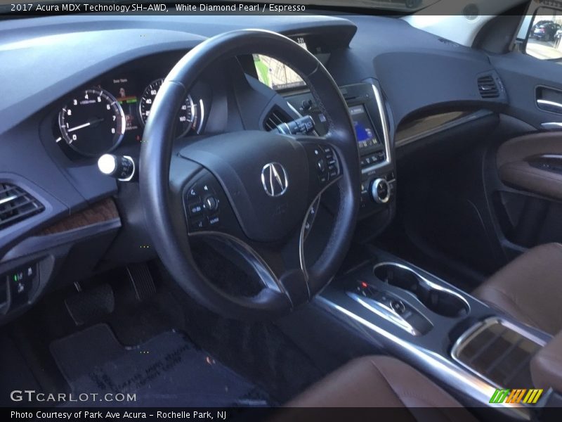 White Diamond Pearl / Espresso 2017 Acura MDX Technology SH-AWD