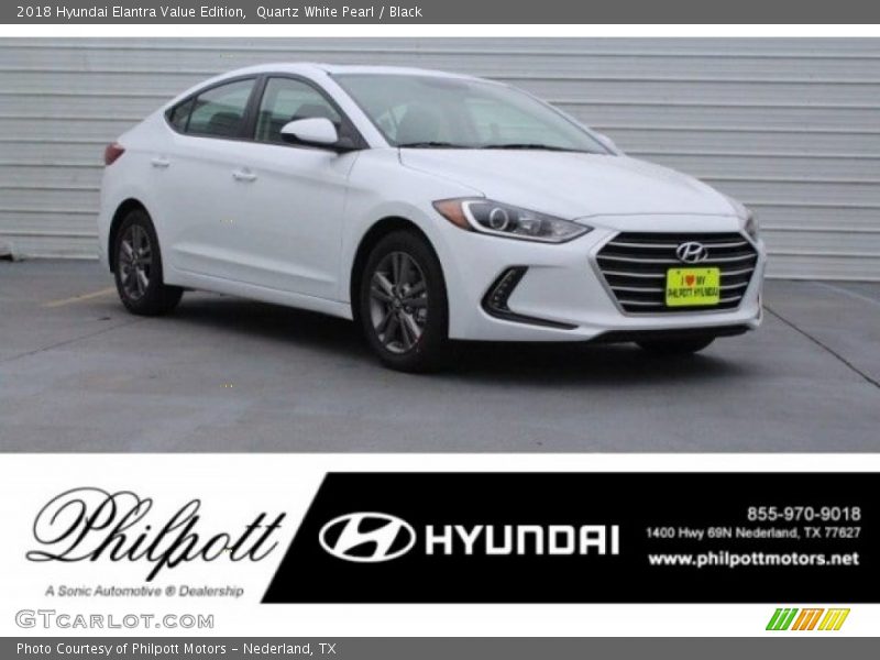 Quartz White Pearl / Black 2018 Hyundai Elantra Value Edition