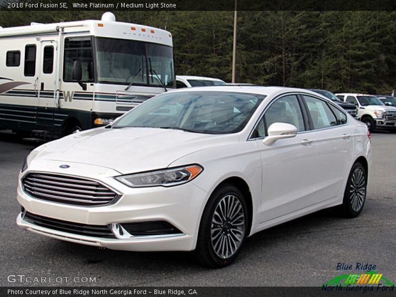 White Platinum / Medium Light Stone 2018 Ford Fusion SE