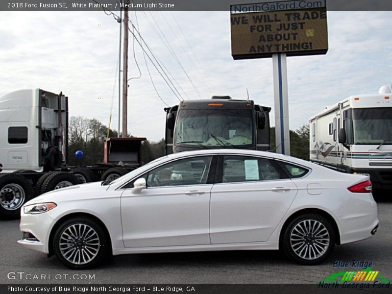 White Platinum / Medium Light Stone 2018 Ford Fusion SE