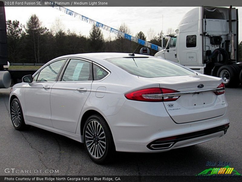White Platinum / Medium Light Stone 2018 Ford Fusion SE