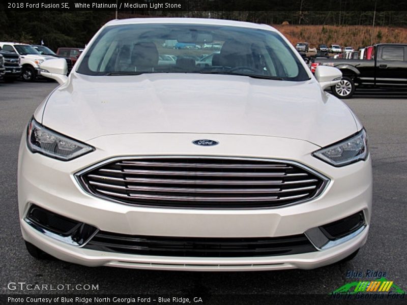 White Platinum / Medium Light Stone 2018 Ford Fusion SE