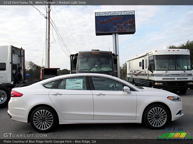 White Platinum / Medium Light Stone 2018 Ford Fusion SE