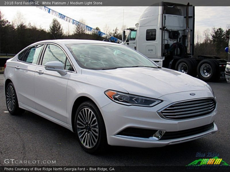 White Platinum / Medium Light Stone 2018 Ford Fusion SE