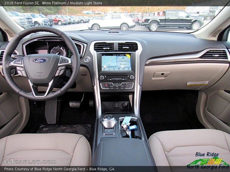 White Platinum / Medium Light Stone 2018 Ford Fusion SE