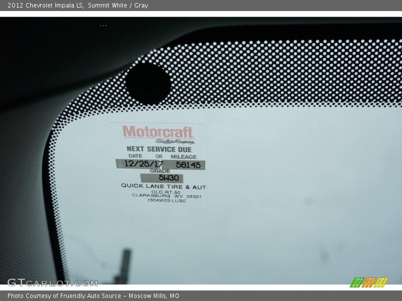 Summit White / Gray 2012 Chevrolet Impala LS