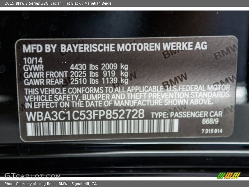 Jet Black / Venetian Beige 2015 BMW 3 Series 328i Sedan