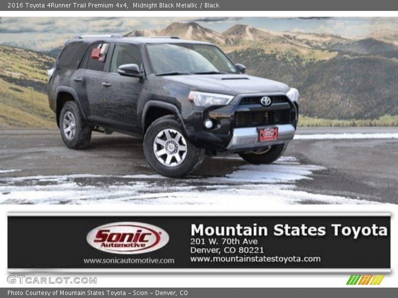 Midnight Black Metallic / Black 2016 Toyota 4Runner Trail Premium 4x4