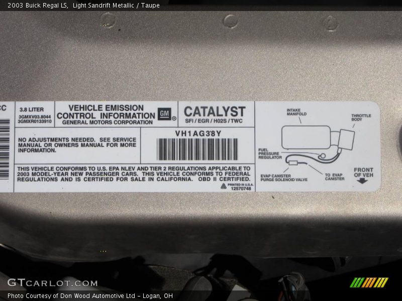 Light Sandrift Metallic / Taupe 2003 Buick Regal LS