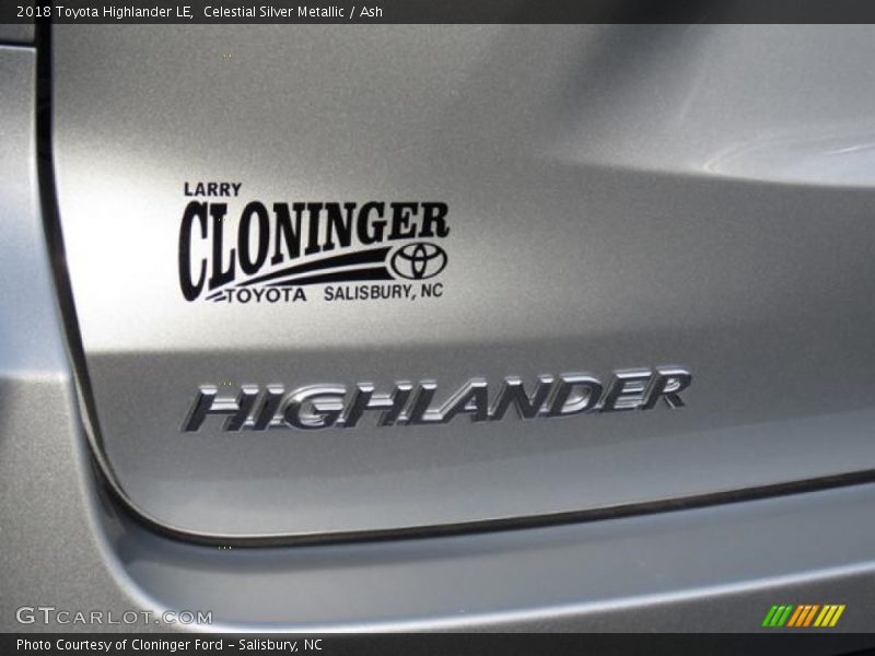 Celestial Silver Metallic / Ash 2018 Toyota Highlander LE