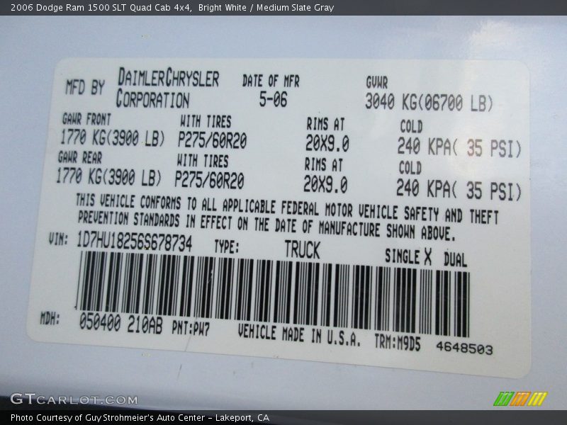 Bright White / Medium Slate Gray 2006 Dodge Ram 1500 SLT Quad Cab 4x4