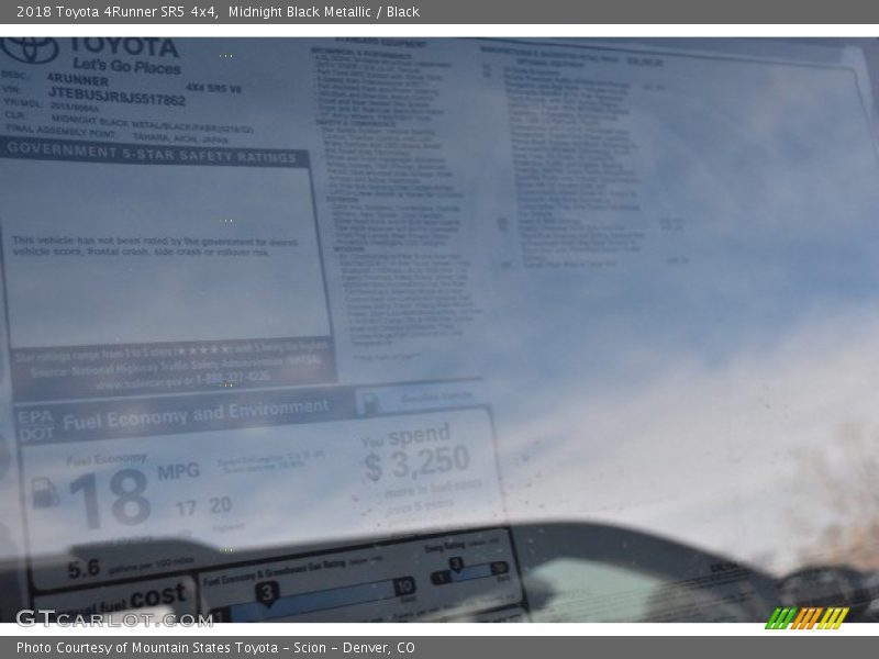 Midnight Black Metallic / Black 2018 Toyota 4Runner SR5 4x4