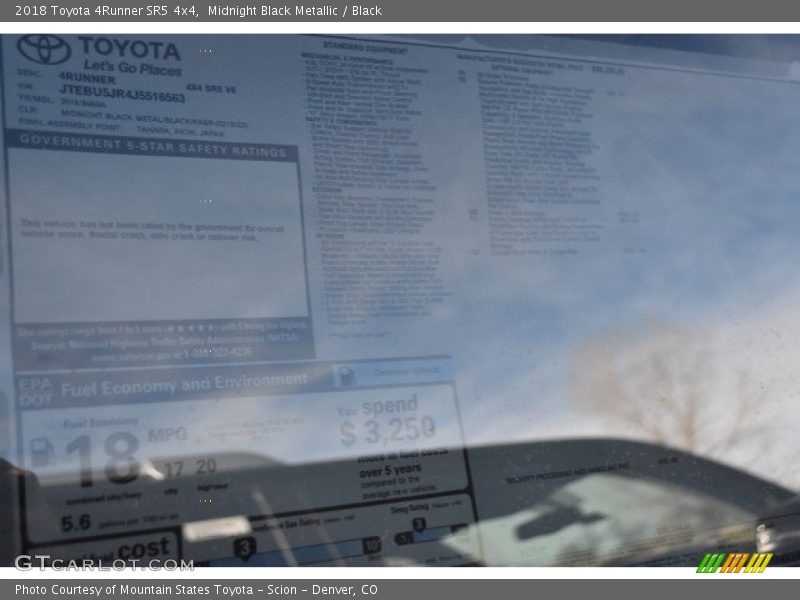 Midnight Black Metallic / Black 2018 Toyota 4Runner SR5 4x4