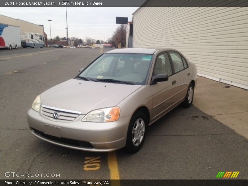 Titanium Metallic / Beige 2001 Honda Civic LX Sedan
