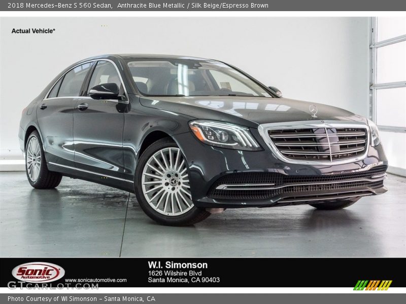 Anthracite Blue Metallic / Silk Beige/Espresso Brown 2018 Mercedes-Benz S 560 Sedan