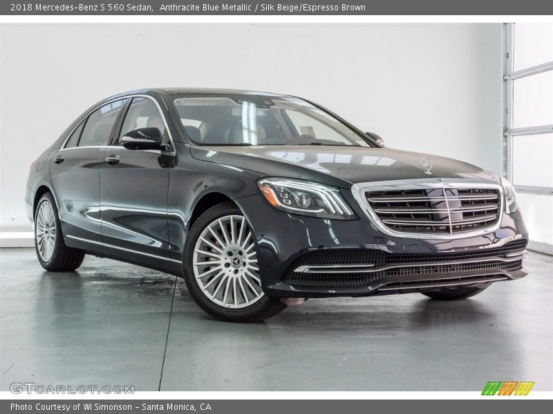 Anthracite Blue Metallic / Silk Beige/Espresso Brown 2018 Mercedes-Benz S 560 Sedan