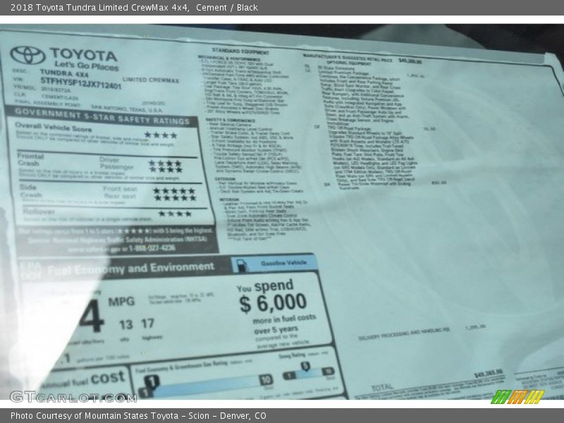 Cement / Black 2018 Toyota Tundra Limited CrewMax 4x4