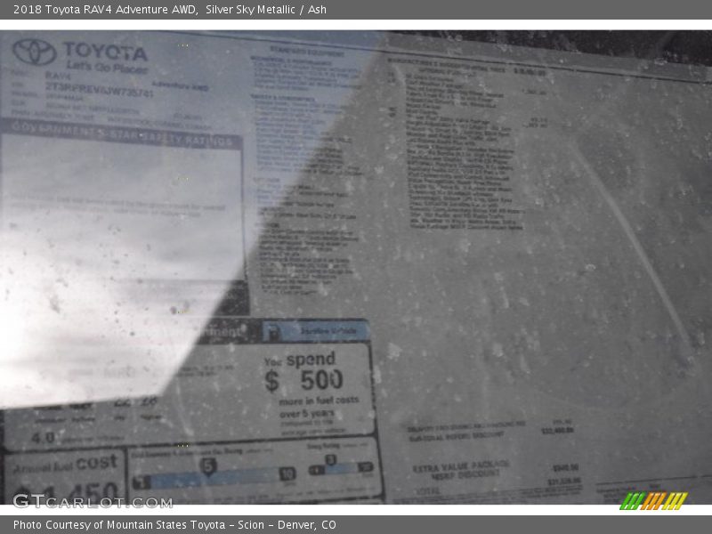 Silver Sky Metallic / Ash 2018 Toyota RAV4 Adventure AWD