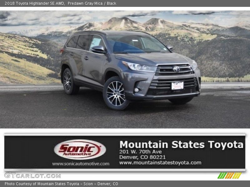 Predawn Gray Mica / Black 2018 Toyota Highlander SE AWD