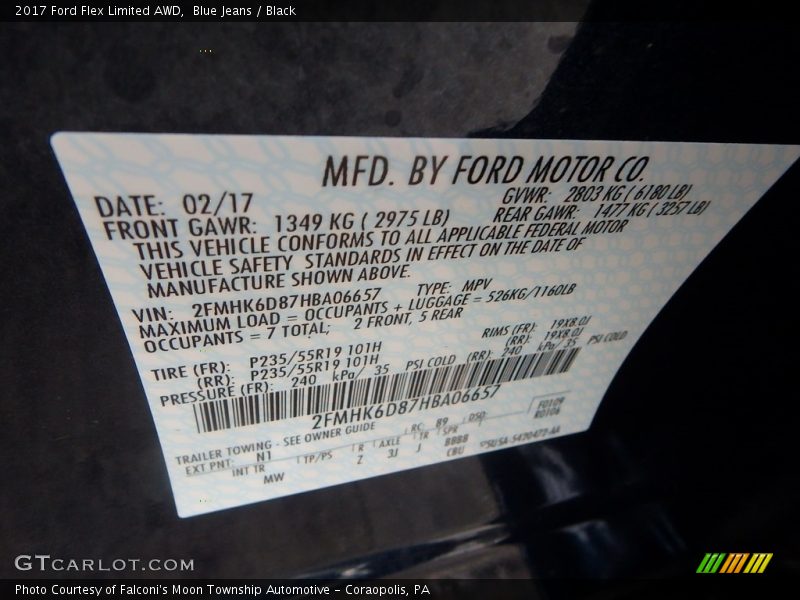Blue Jeans / Black 2017 Ford Flex Limited AWD