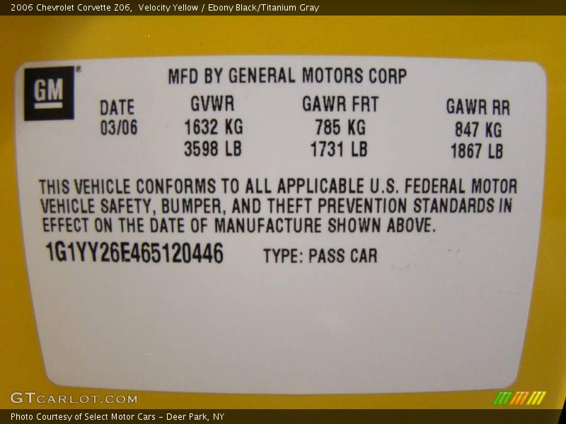 Velocity Yellow / Ebony Black/Titanium Gray 2006 Chevrolet Corvette Z06