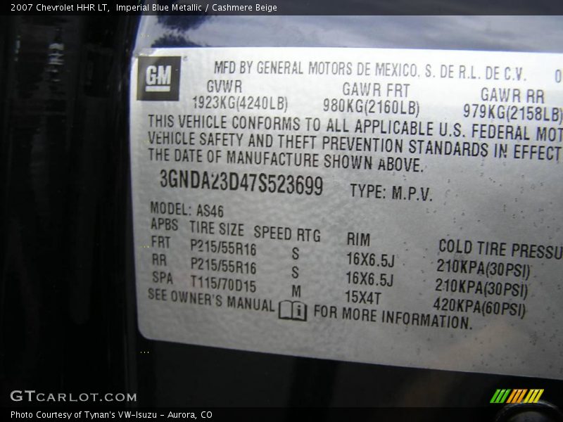 Imperial Blue Metallic / Cashmere Beige 2007 Chevrolet HHR LT