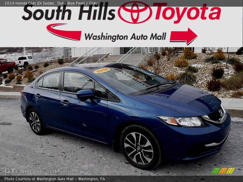 Dyno Blue Pearl / Gray 2014 Honda Civic EX Sedan