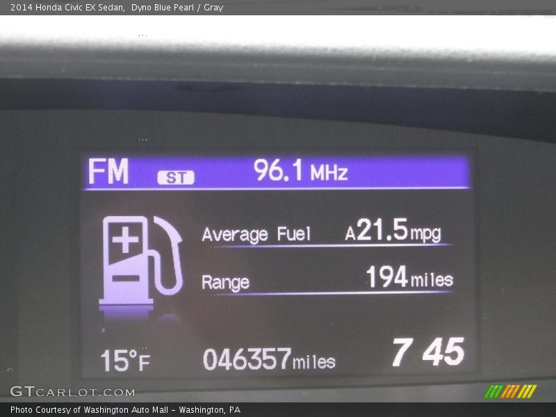 Dyno Blue Pearl / Gray 2014 Honda Civic EX Sedan
