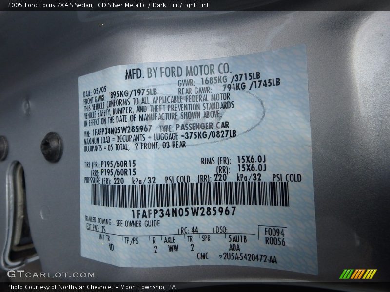 CD Silver Metallic / Dark Flint/Light Flint 2005 Ford Focus ZX4 S Sedan