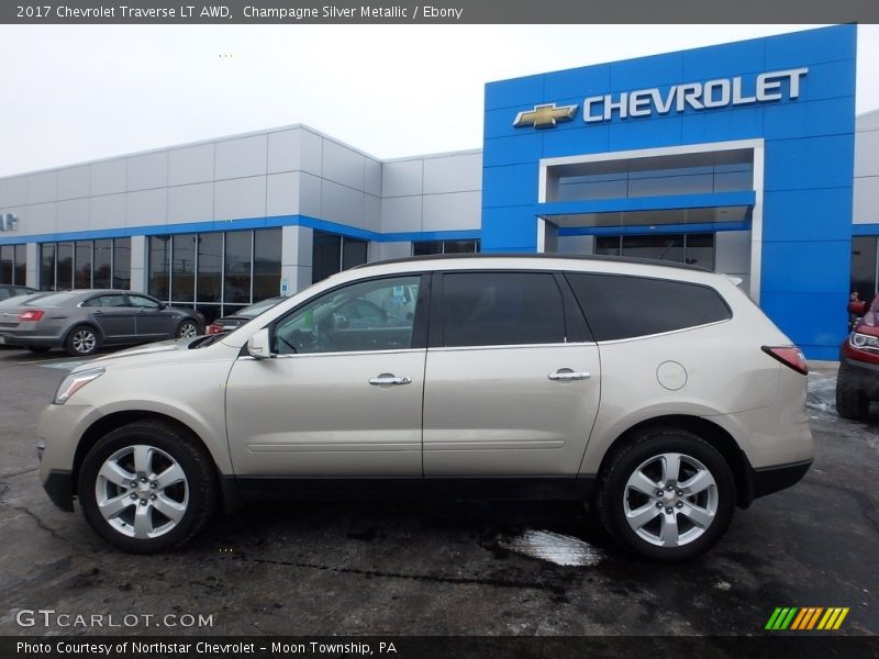 Champagne Silver Metallic / Ebony 2017 Chevrolet Traverse LT AWD