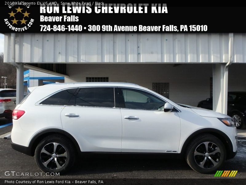 Snow White Pearl / Black 2018 Kia Sorento EX V6 AWD