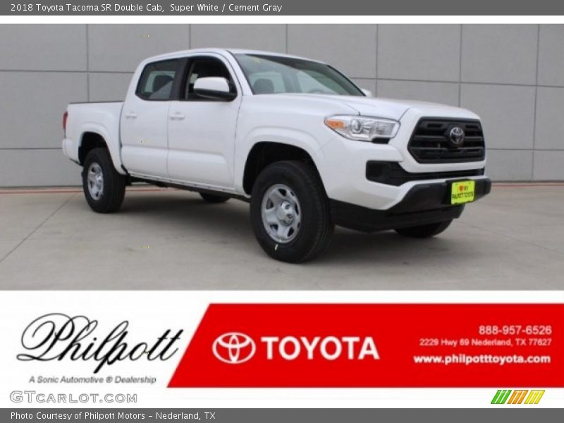 Super White / Cement Gray 2018 Toyota Tacoma SR Double Cab