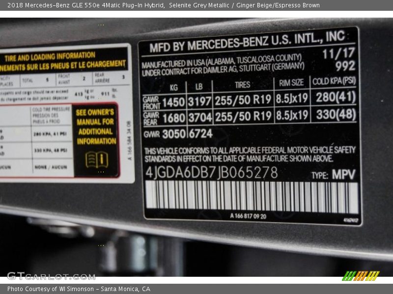 Selenite Grey Metallic / Ginger Beige/Espresso Brown 2018 Mercedes-Benz GLE 550e 4Matic Plug-In Hybrid