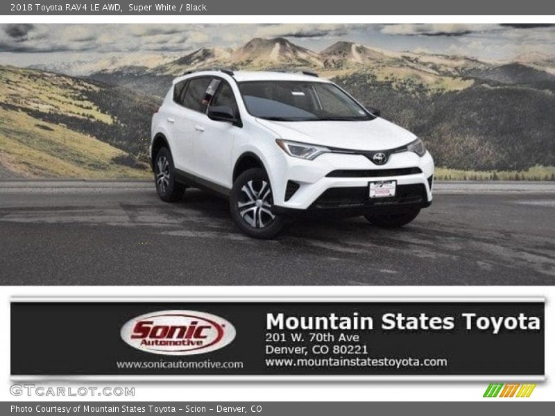 Super White / Black 2018 Toyota RAV4 LE AWD