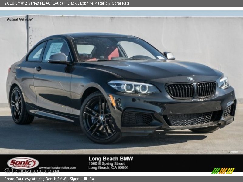 Black Sapphire Metallic / Coral Red 2018 BMW 2 Series M240i Coupe