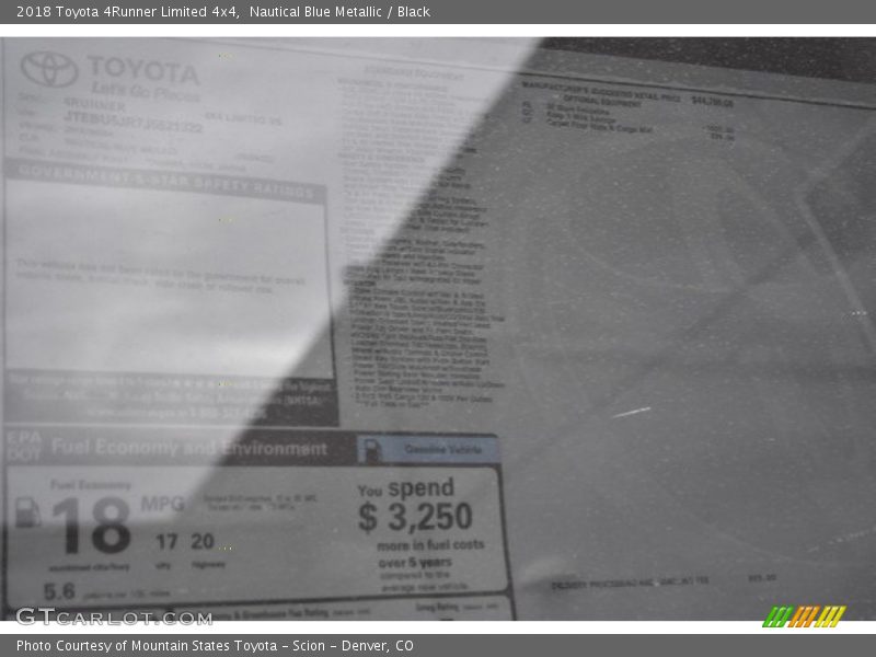 Nautical Blue Metallic / Black 2018 Toyota 4Runner Limited 4x4