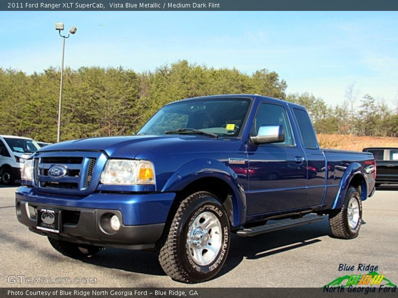 Vista Blue Metallic / Medium Dark Flint 2011 Ford Ranger XLT SuperCab