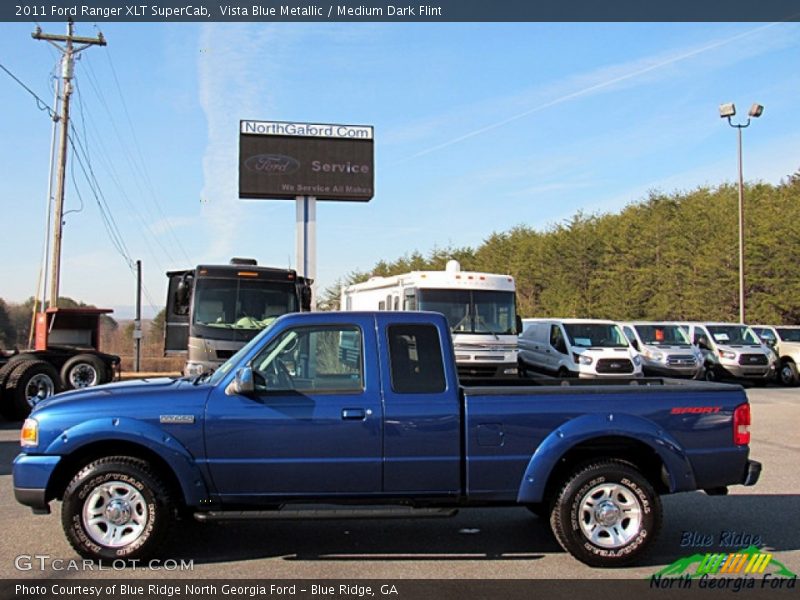 Vista Blue Metallic / Medium Dark Flint 2011 Ford Ranger XLT SuperCab