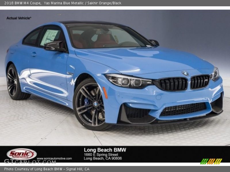 Yas Marina Blue Metallic / Sakhir Orange/Black 2018 BMW M4 Coupe