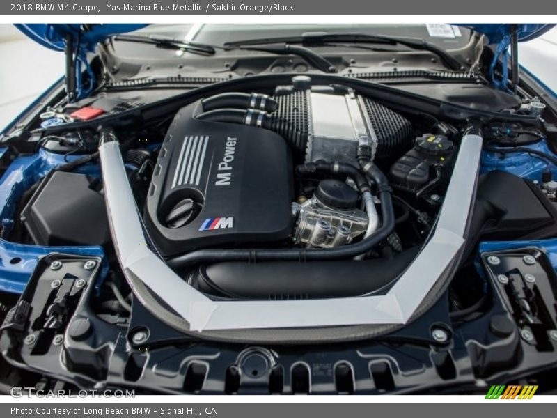 Yas Marina Blue Metallic / Sakhir Orange/Black 2018 BMW M4 Coupe