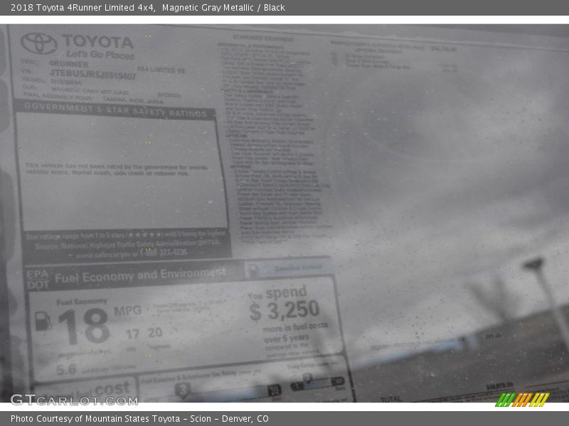 Magnetic Gray Metallic / Black 2018 Toyota 4Runner Limited 4x4