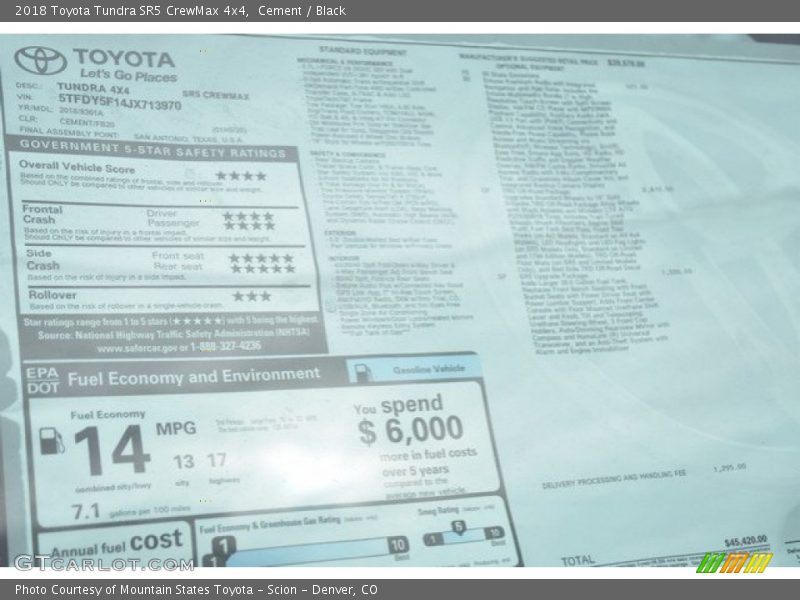 Cement / Black 2018 Toyota Tundra SR5 CrewMax 4x4