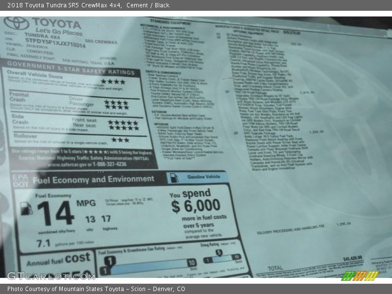 Cement / Black 2018 Toyota Tundra SR5 CrewMax 4x4