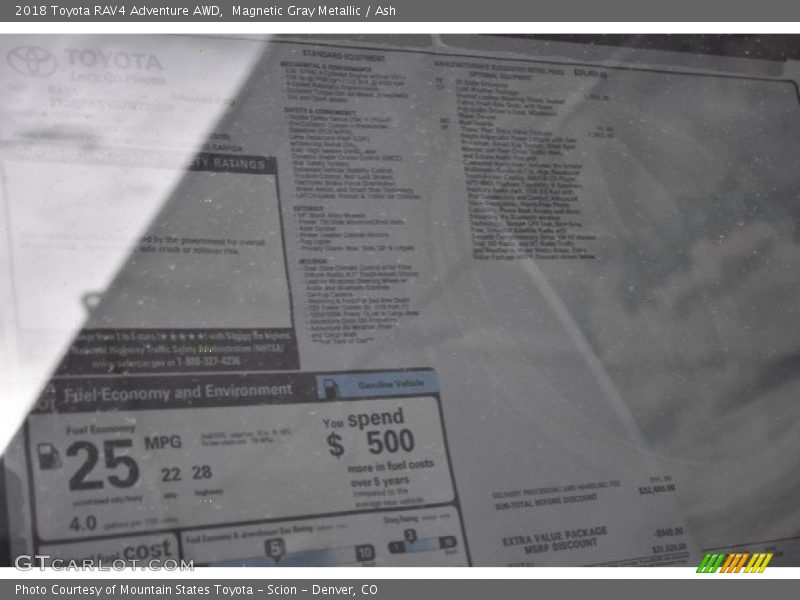Magnetic Gray Metallic / Ash 2018 Toyota RAV4 Adventure AWD
