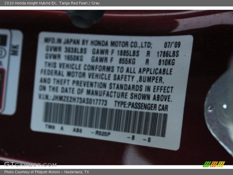 Tango Red Pearl / Gray 2010 Honda Insight Hybrid EX