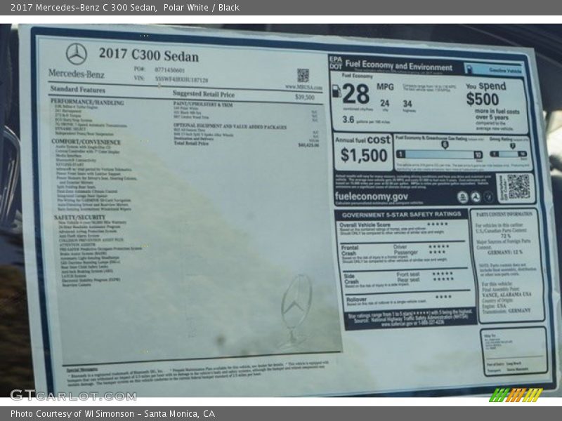 Polar White / Black 2017 Mercedes-Benz C 300 Sedan